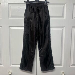 Black Lined Splash Pants Pockets Ankle Inner Elastic/Outer Zipper Girls L 12-14
